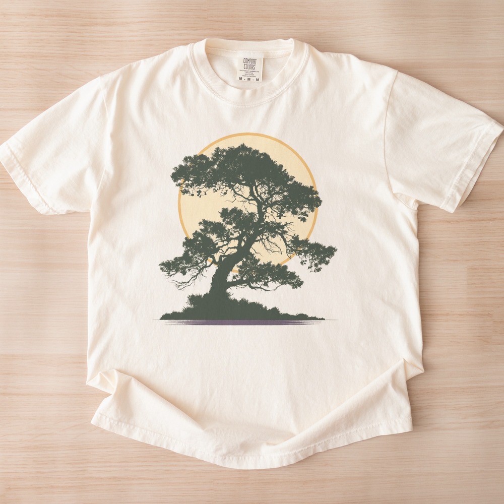 Gnarled Tree Reaching Toward the Amber Moon Tee